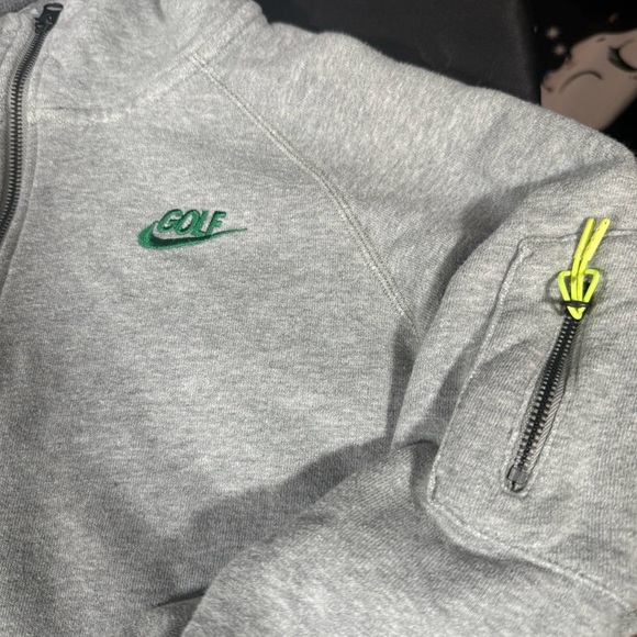 Vintage Nike Gray and Green Golf Full-Zip Hoodie with Green Logo - Picture 10 of 12